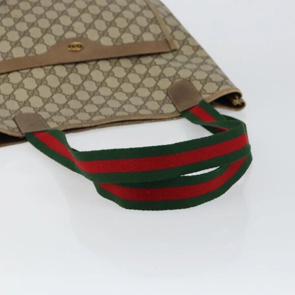 GUCCI GG Supreme Web Sherry Line Tote Bag PVC Beige - Picture 7 of 16